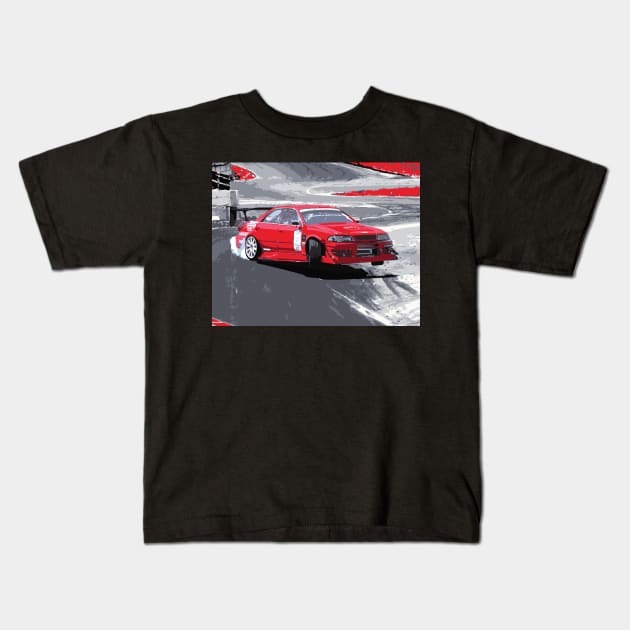 Daigo Saito ebisu circuit D1GP JZX100 JUMP CHASER DRIFT MACHINE Kids T-Shirt by cowtown_cowboy